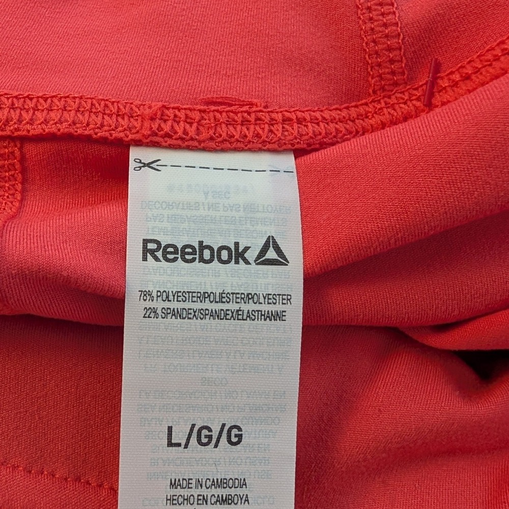 Reebok Fitted High Rise Shorts Womens L Coral Red Pockets Drawstring NWT - Picture 6 of 8